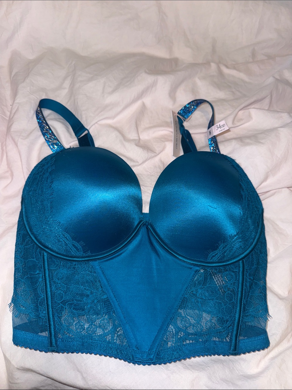 Teal Longline Lace Push-Up Bra